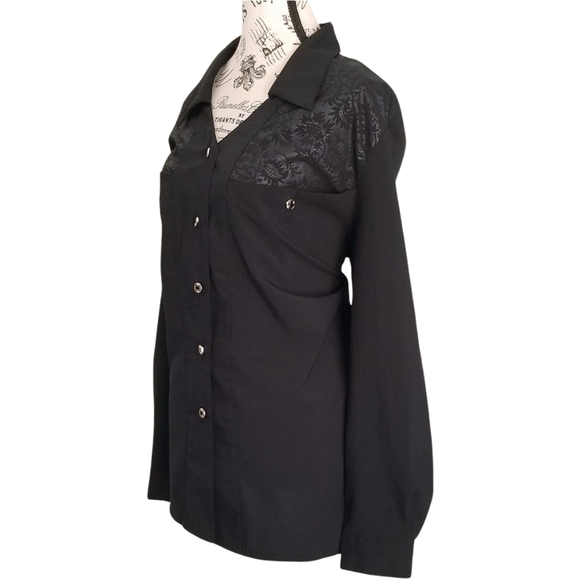 90s black monochrome western shirt - Picture 3 of 6